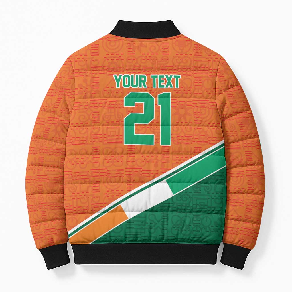 World Football 2026 Ivory Coast Custom Bomber Puffer Jacket African Adinkra Pattern - Wonder Print Shop