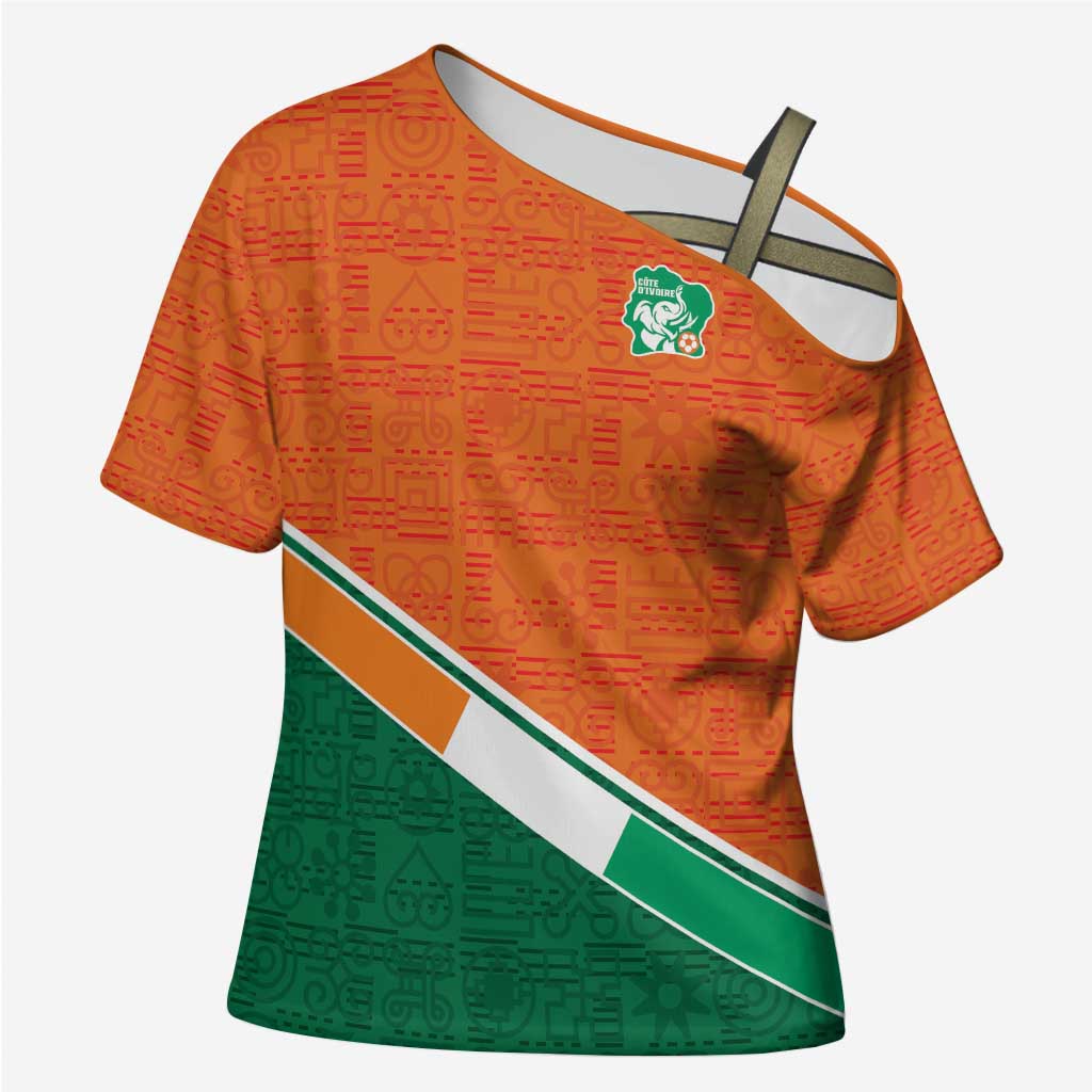World Football 2026 Ivory Coast Custom Cross Shoulder Shirt African Adinkra Pattern - Wonder Print Shop