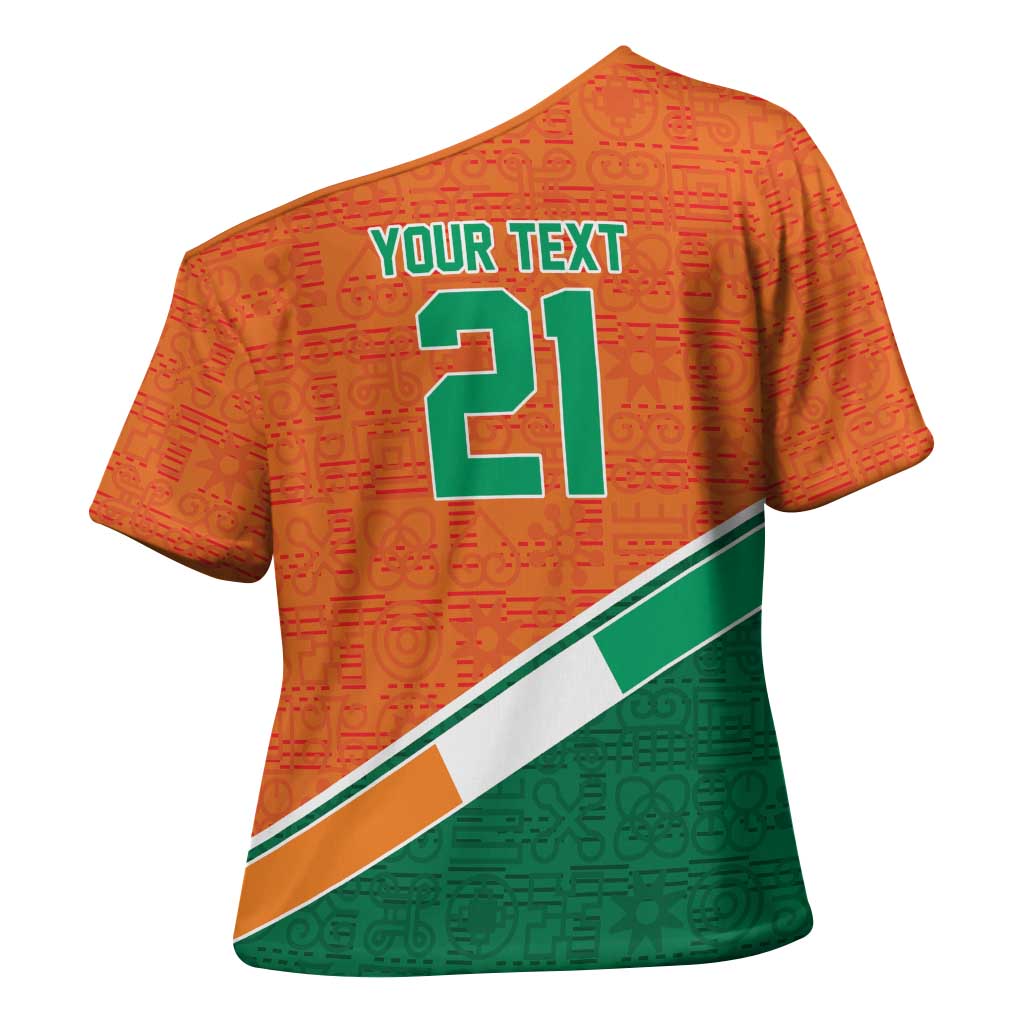 World Football 2026 Ivory Coast Custom Cross Shoulder Shirt African Adinkra Pattern - Wonder Print Shop