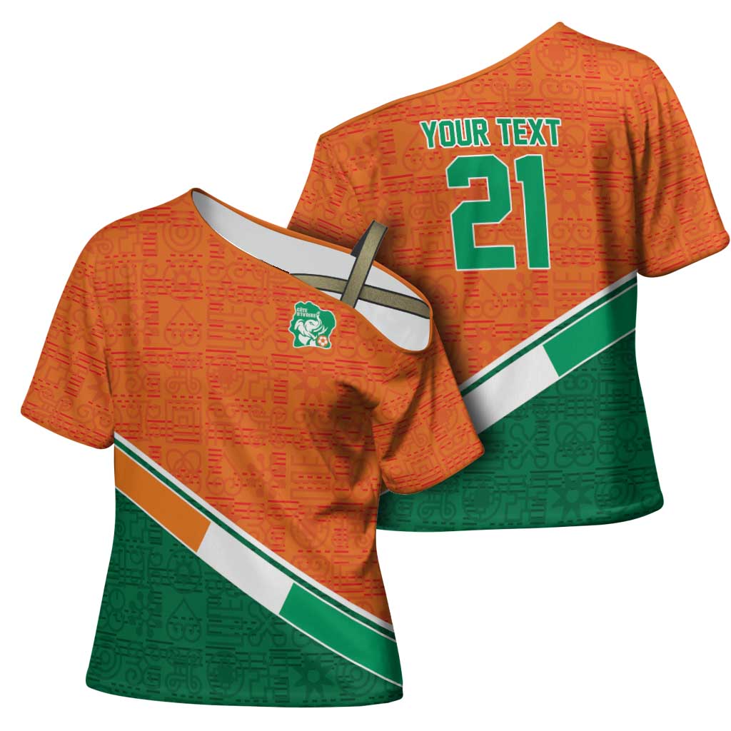 World Football 2026 Ivory Coast Custom Cross Shoulder Shirt African Adinkra Pattern - Wonder Print Shop