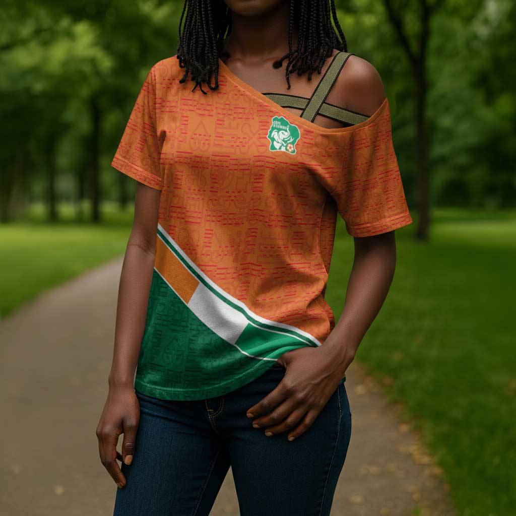 World Football 2026 Ivory Coast Custom Cross Shoulder Shirt African Adinkra Pattern - Wonder Print Shop