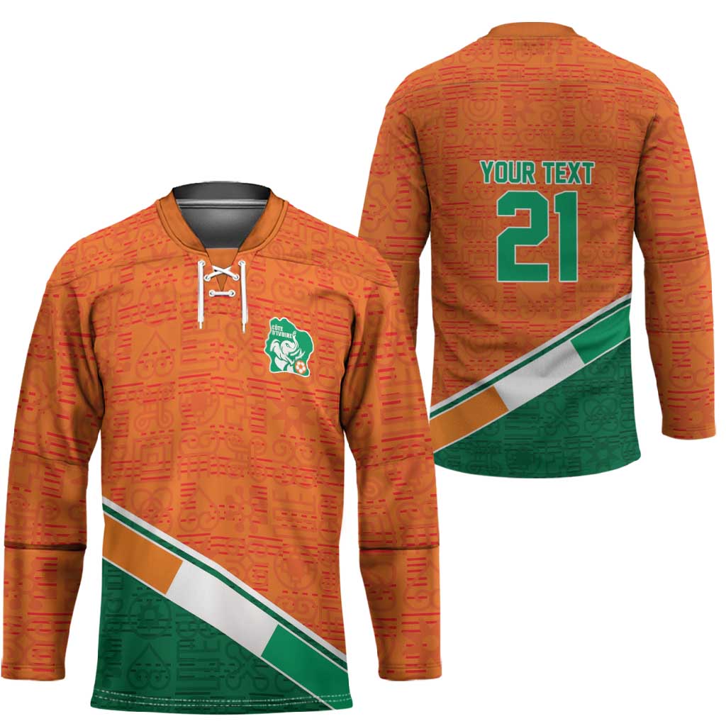 World Football 2026 Ivory Coast Custom Hockey Jersey African Adinkra Pattern - Wonder Print Shop