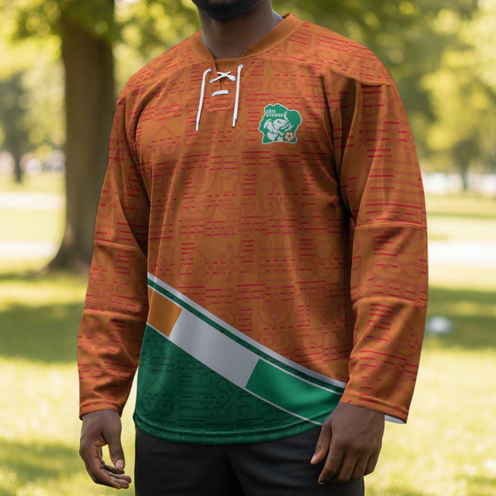 World Football 2026 Ivory Coast Custom Hockey Jersey African Adinkra Pattern - Wonder Print Shop