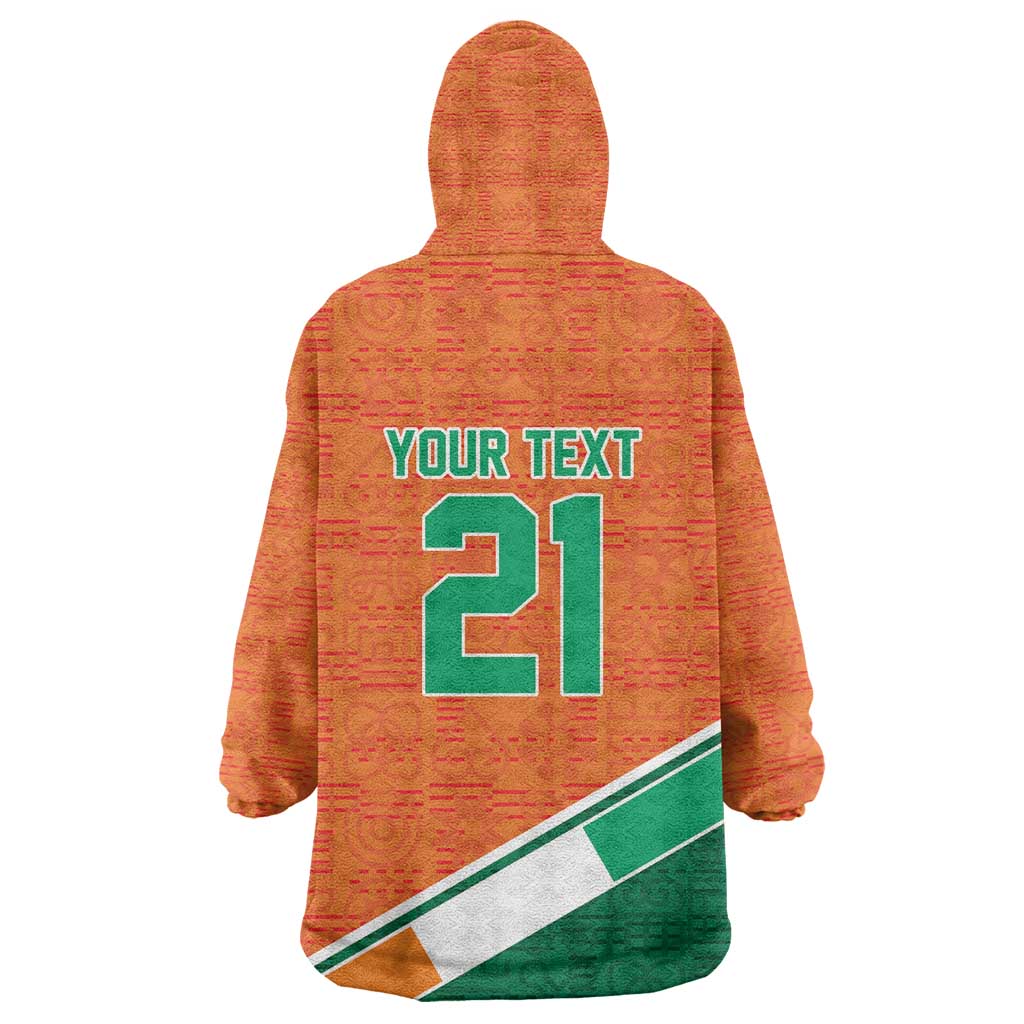 World Football 2026 Ivory Coast Custom Kid Wearable Blanket Hoodie African Adinkra Pattern - Wonder Print Shop