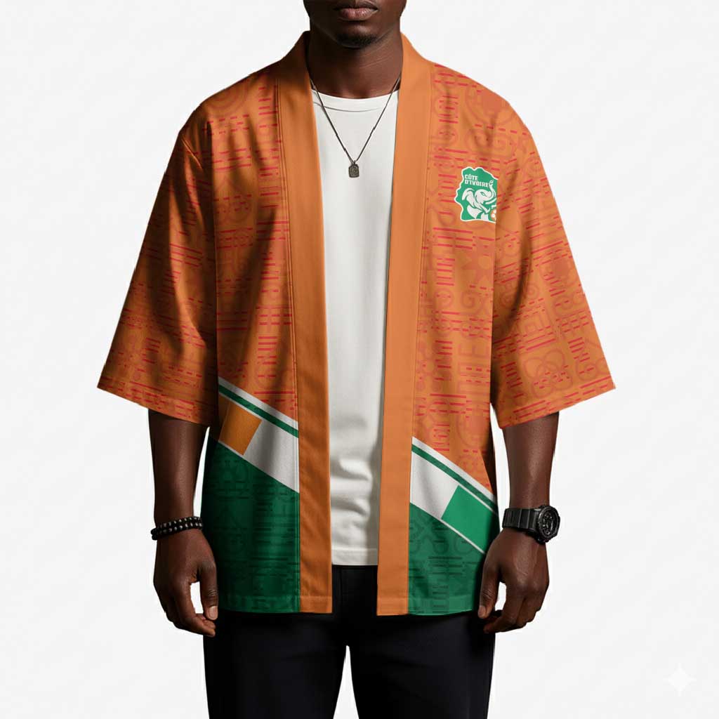 World Football 2026 Ivory Coast Custom Kimono African Adinkra Pattern - Wonder Print Shop