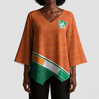 World Football 2026 Ivory Coast Custom Kimono Sleeve Blouse African Adinkra Pattern - Wonder Print Shop
