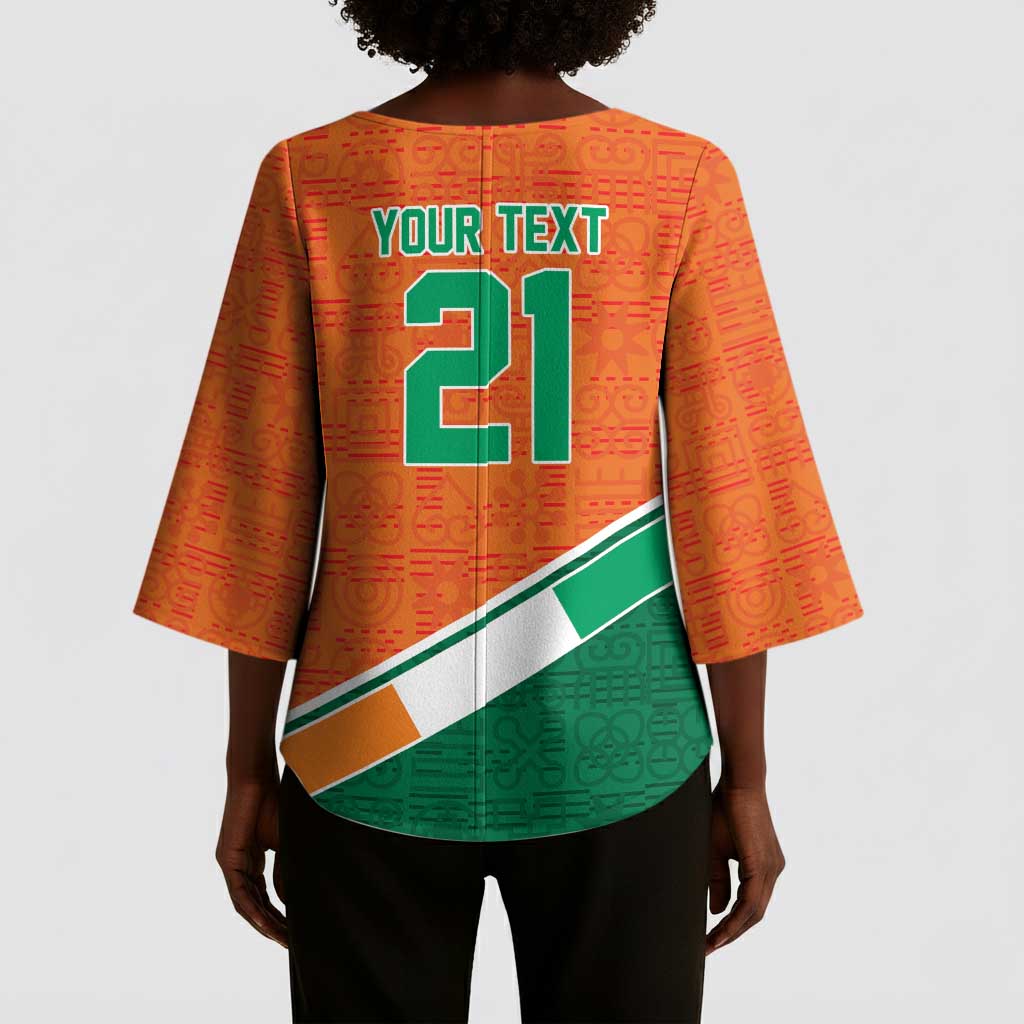 World Football 2026 Ivory Coast Custom Kimono Sleeve Blouse African Adinkra Pattern - Wonder Print Shop