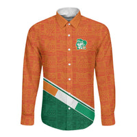 World Football 2026 Ivory Coast Custom Long Sleeve Button Shirt African Adinkra Pattern - Wonder Print Shop