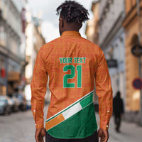 World Football 2026 Ivory Coast Custom Long Sleeve Button Shirt African Adinkra Pattern - Wonder Print Shop