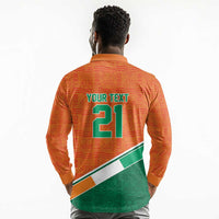 World Football 2026 Ivory Coast Custom Long Sleeve Polo Shirt African Adinkra Pattern - Wonder Print Shop