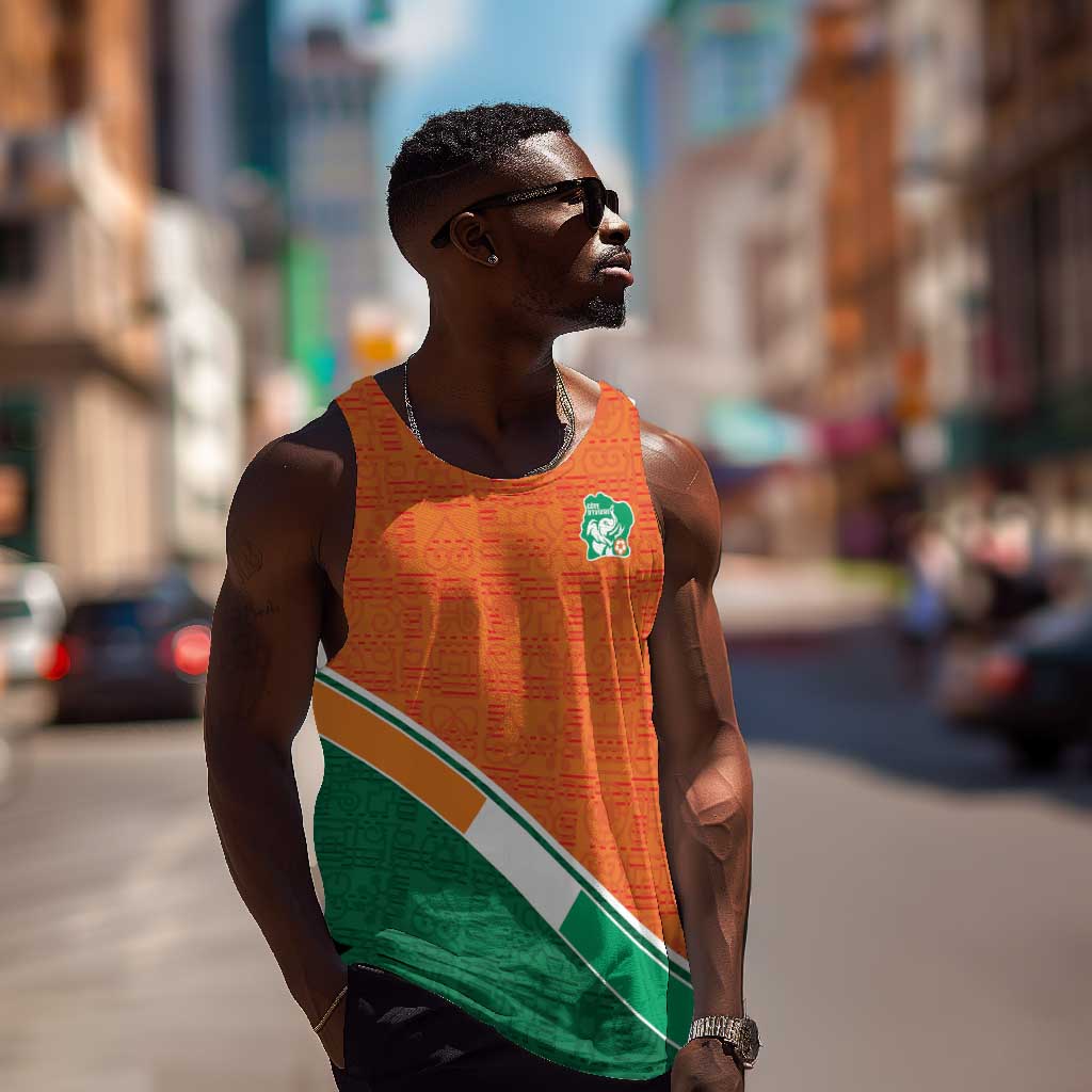 World Football 2026 Ivory Coast Custom Men Tank Top African Adinkra Pattern - Wonder Print Shop