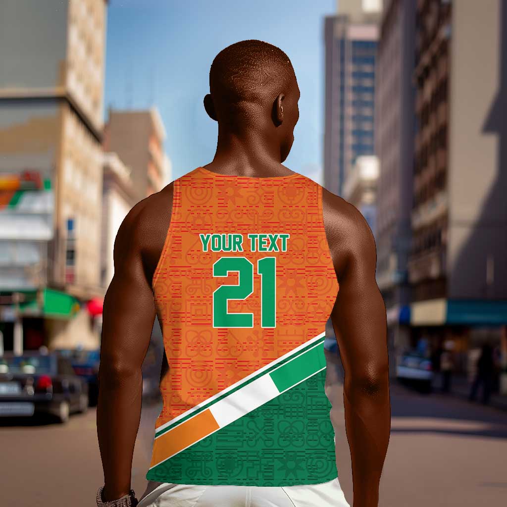 World Football 2026 Ivory Coast Custom Men Tank Top African Adinkra Pattern - Wonder Print Shop