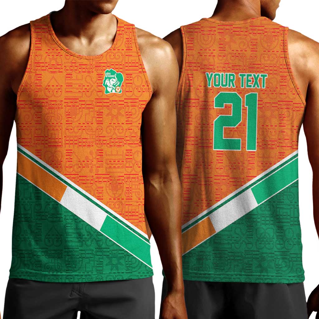 World Football 2026 Ivory Coast Custom Men Tank Top African Adinkra Pattern - Wonder Print Shop