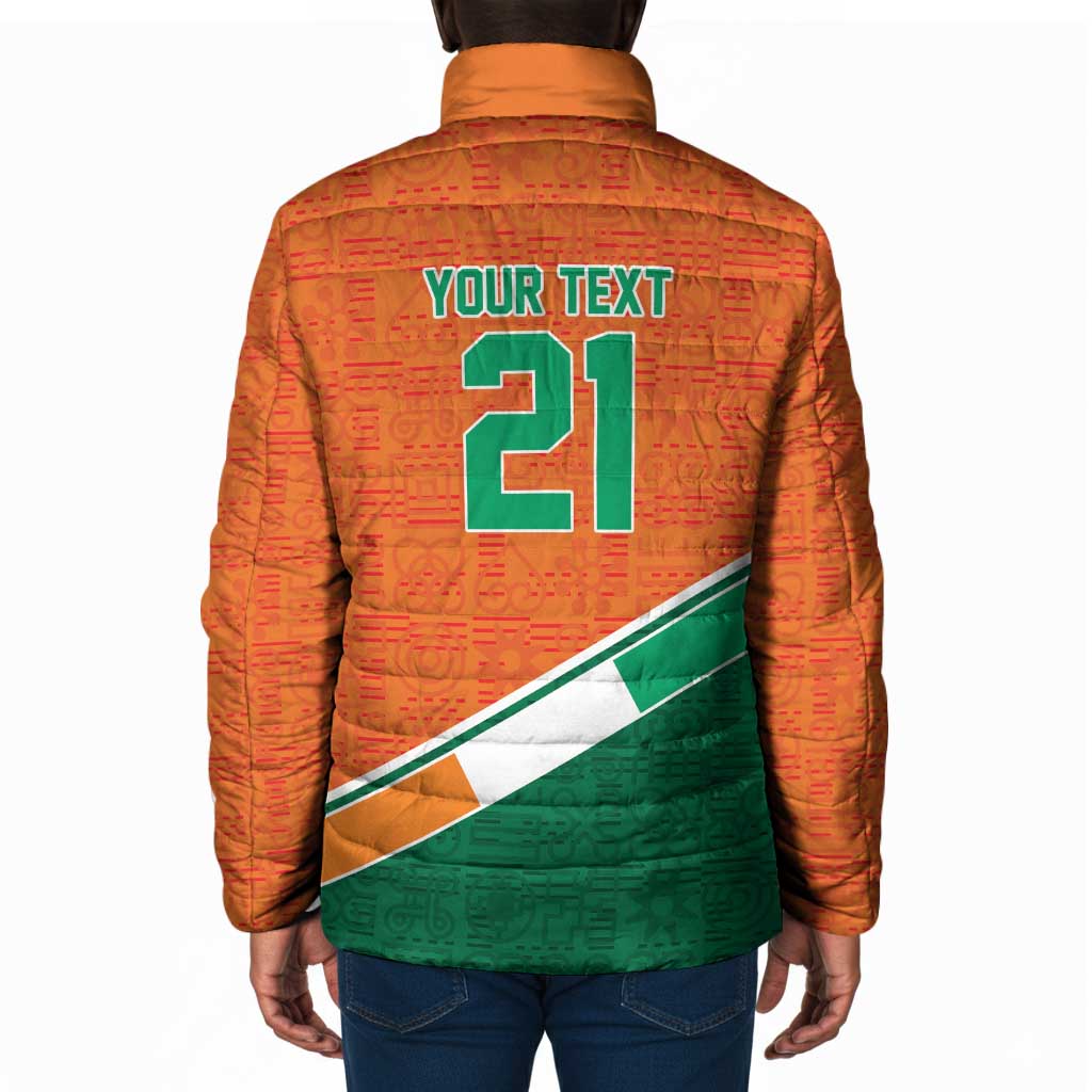 World Football 2026 Ivory Coast Custom Padded Jacket African Adinkra Pattern - Wonder Print Shop