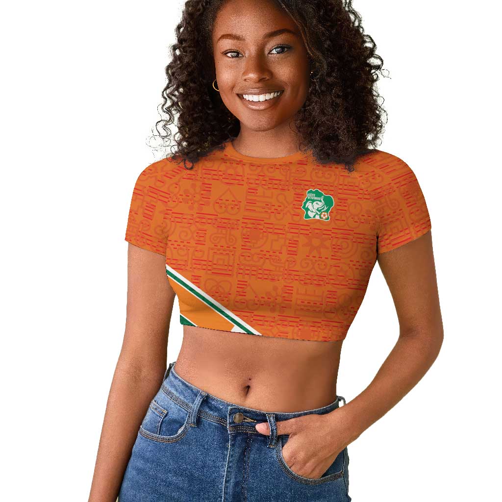 World Football 2026 Ivory Coast Custom Raglan Cropped T shirt African Adinkra Pattern LT9