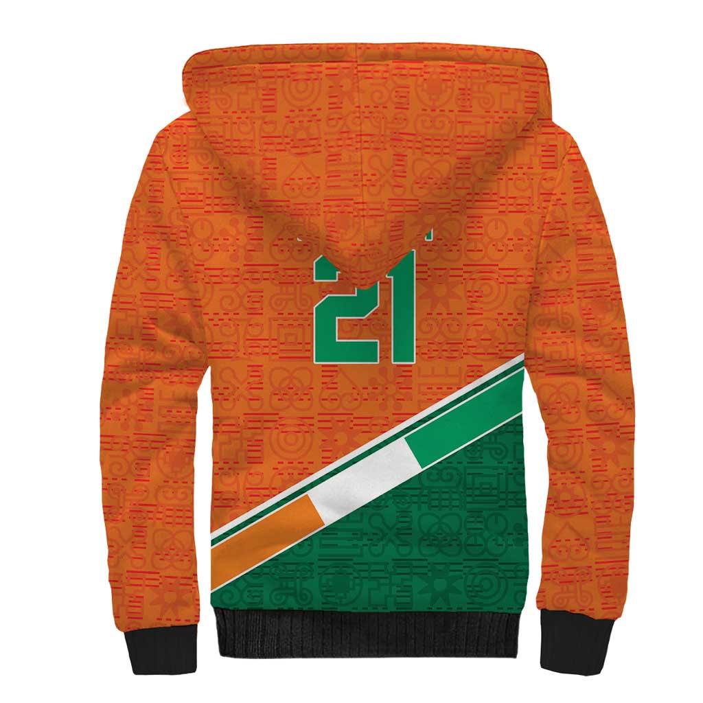 World Football 2026 Ivory Coast Custom Sherpa Hoodie African Adinkra Pattern - Wonder Print Shop