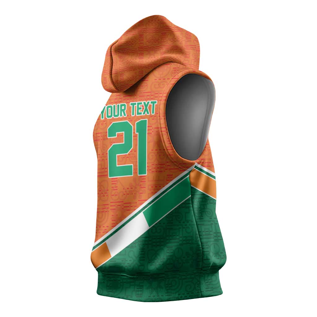 World Football 2026 Ivory Coast Custom Sleeveless Hoodie African Adinkra Pattern - Wonder Print Shop