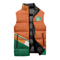 World Football 2026 Ivory Coast Custom Sleeveless Puffer Jacket African Adinkra Pattern - Wonder Print Shop