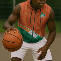 World Football 2026 Ivory Coast Custom Sleeveless Zip Hoodie African Adinkra Pattern - Wonder Print Shop