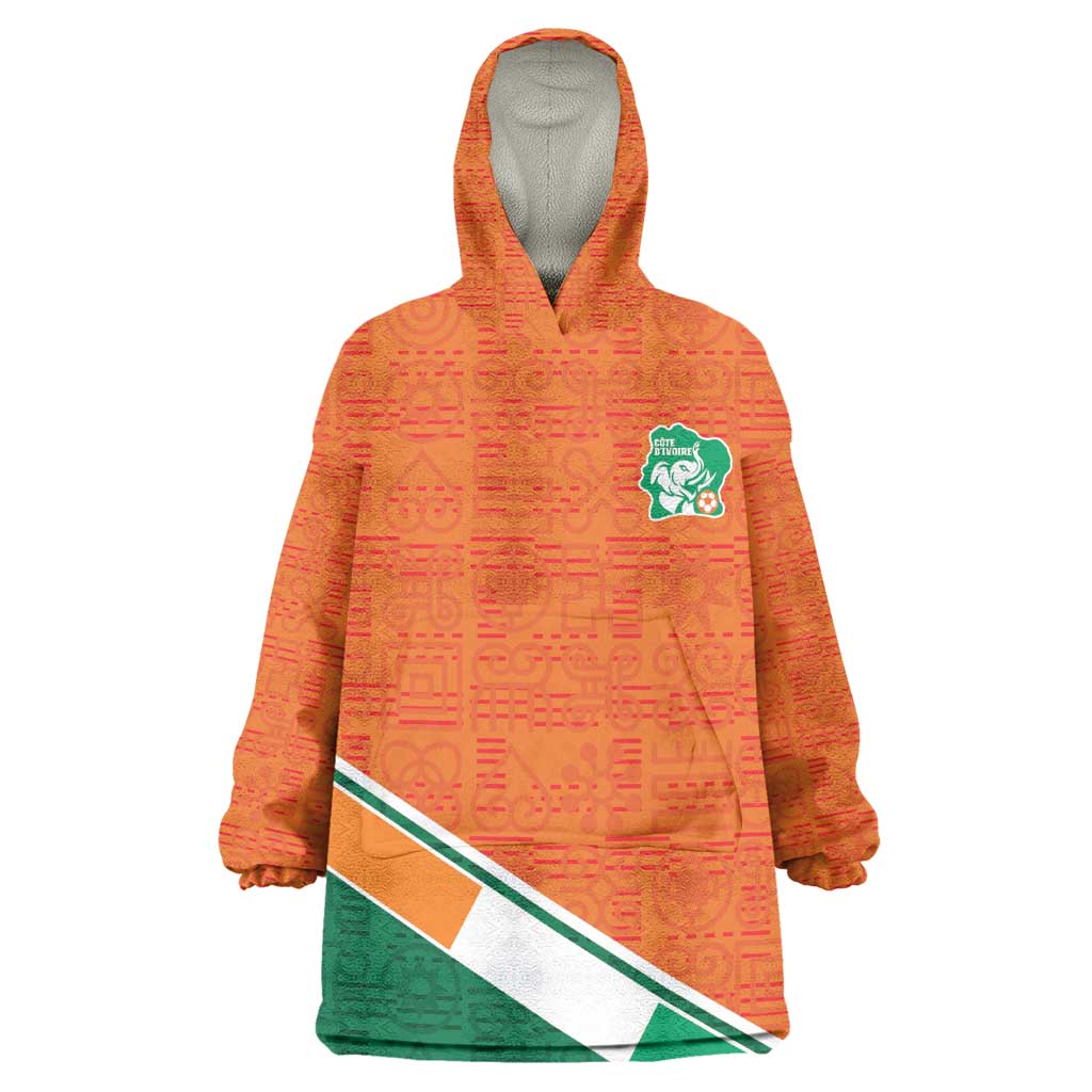 World Football 2026 Ivory Coast Custom Wearable Blanket Hoodie African Adinkra Pattern - Wonder Print Shop