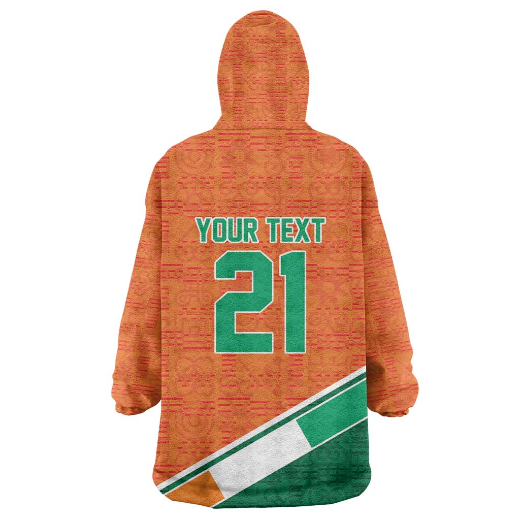 World Football 2026 Ivory Coast Custom Wearable Blanket Hoodie African Adinkra Pattern - Wonder Print Shop