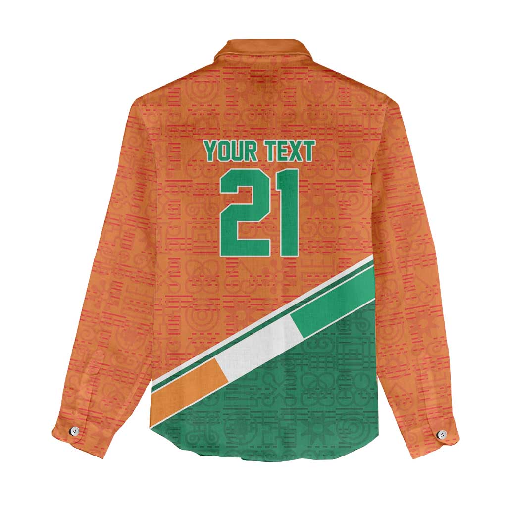 World Football 2026 Ivory Coast Custom Women Casual Shirt African Adinkra Pattern - Wonder Print Shop
