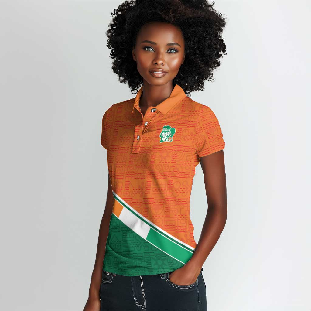 World Football 2026 Ivory Coast Custom Women Polo Shirt African Adinkra Pattern LT9