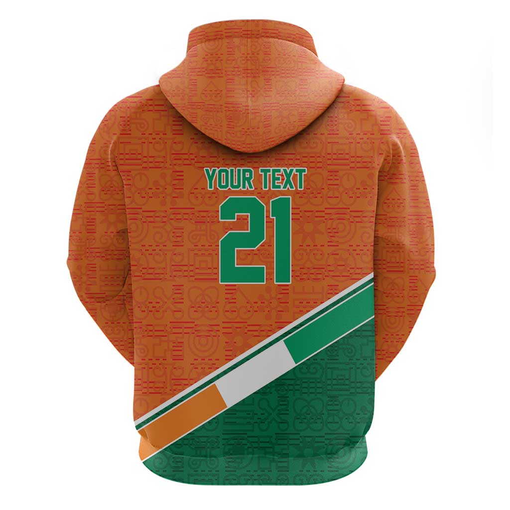 World Football 2026 Ivory Coast Custom Zip Hoodie African Adinkra Pattern - Wonder Print Shop