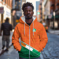 World Football 2026 Ivory Coast Custom Zip Hoodie African Adinkra Pattern - Wonder Print Shop
