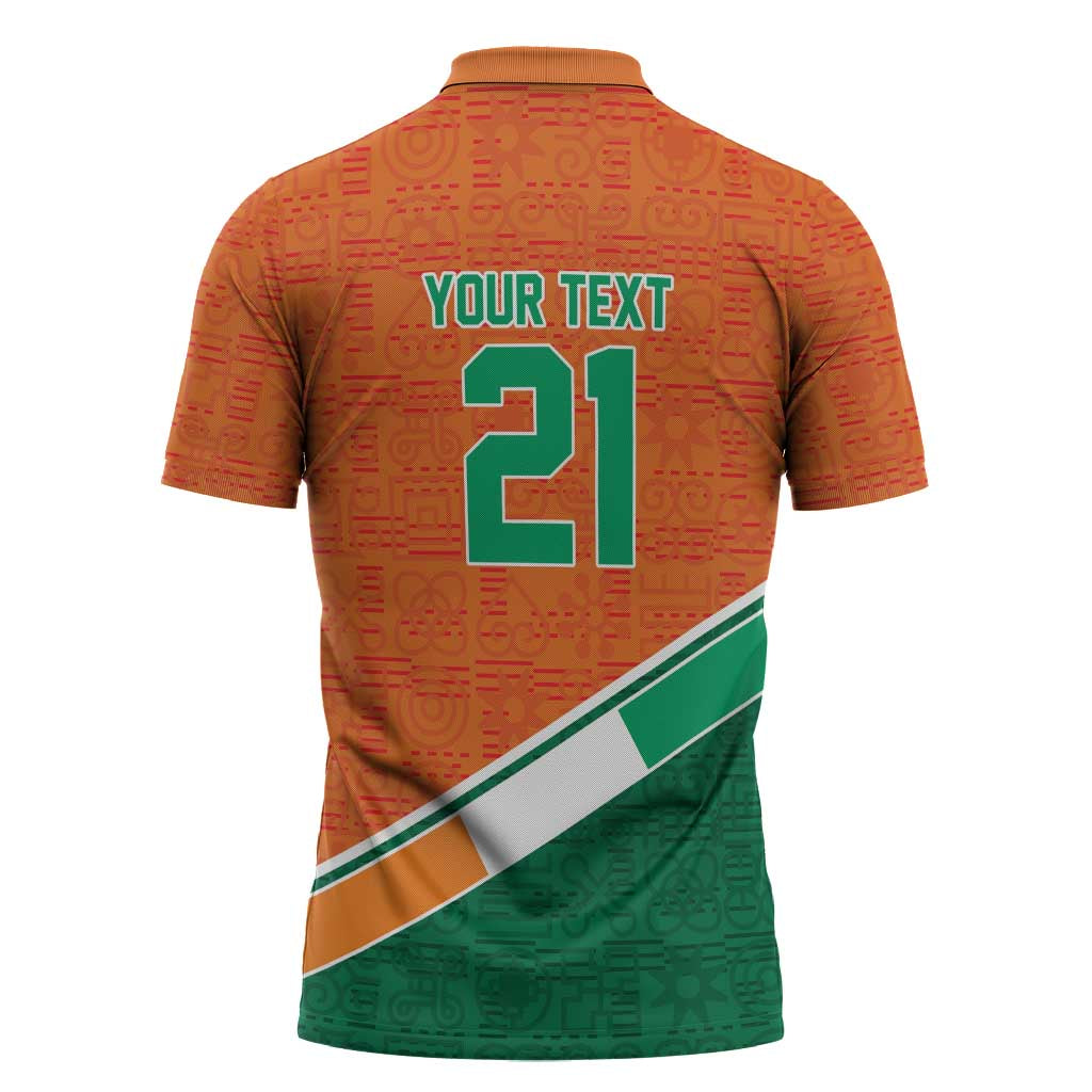 World Football 2026 Ivory Coast Custom Zipper Polo Shirt African Adinkra Pattern - Wonder Print Shop