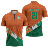 World Football 2026 Ivory Coast Custom Zipper Polo Shirt African Adinkra Pattern - Wonder Print Shop