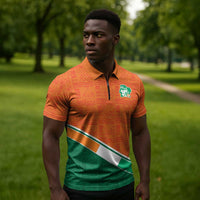 World Football 2026 Ivory Coast Custom Zipper Polo Shirt African Adinkra Pattern - Wonder Print Shop