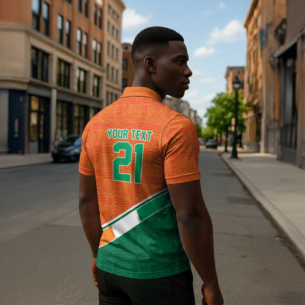 World Football 2026 Ivory Coast Custom Zipper Polo Shirt African Adinkra Pattern - Wonder Print Shop