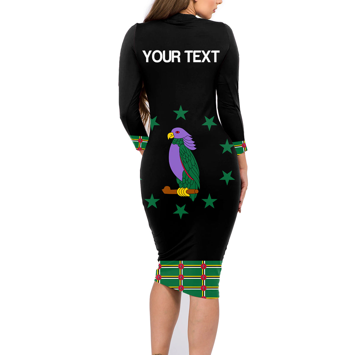 Personalized Dominica Sisserou Parrot Simple Style Family Matching Long Sleeve Bodycon Dress and Hawaiian Shirt LT9 - Wonder Print Shop