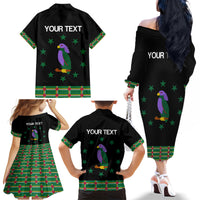 Personalized Dominica Sisserou Parrot Simple Style Family Matching Off Shoulder Long Sleeve Dress and Hawaiian Shirt - Wonder Print Shop