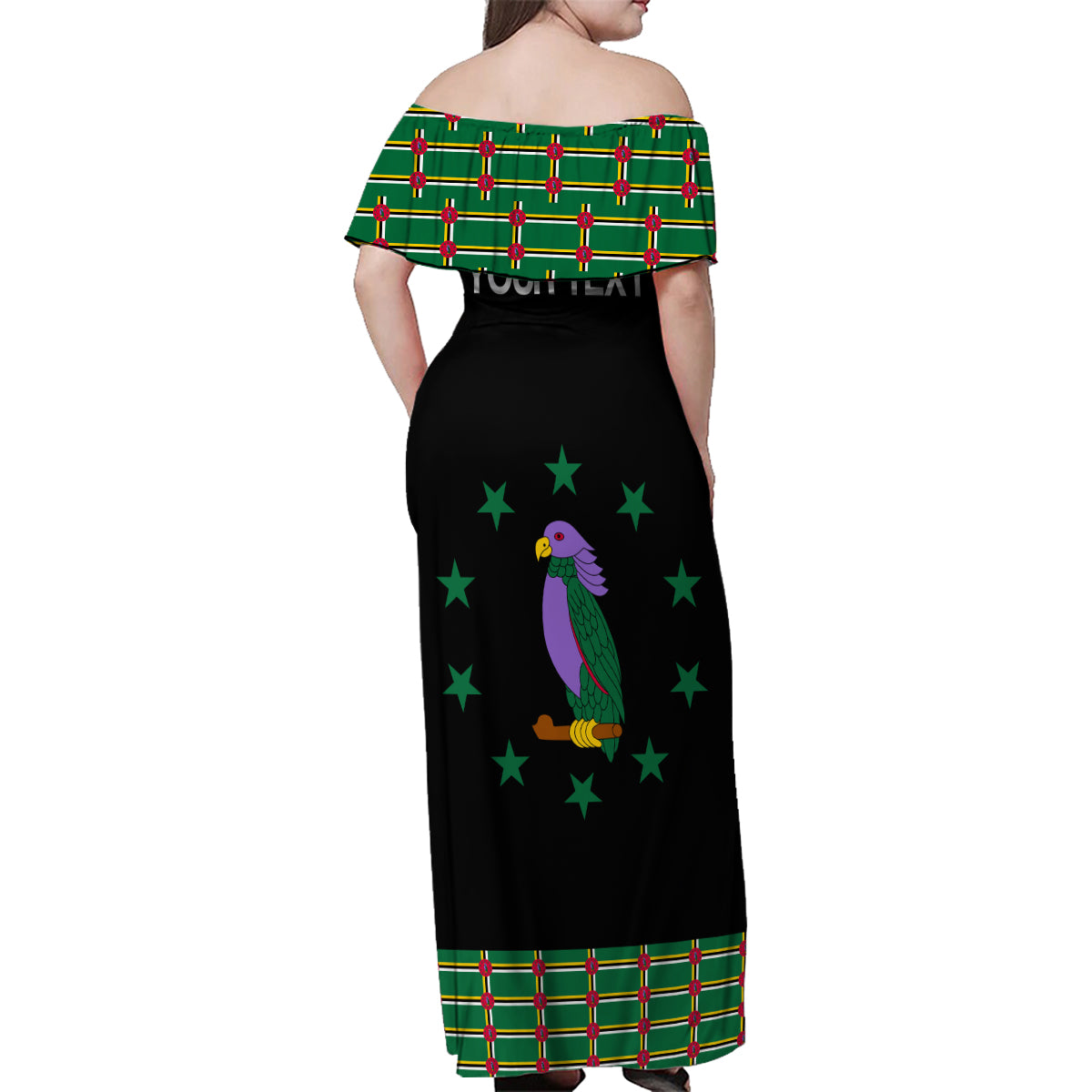 Personalized Dominica Sisserou Parrot Simple Style Family Matching Off Shoulder Maxi Dress and Hawaiian Shirt LT9 - Wonder Print Shop