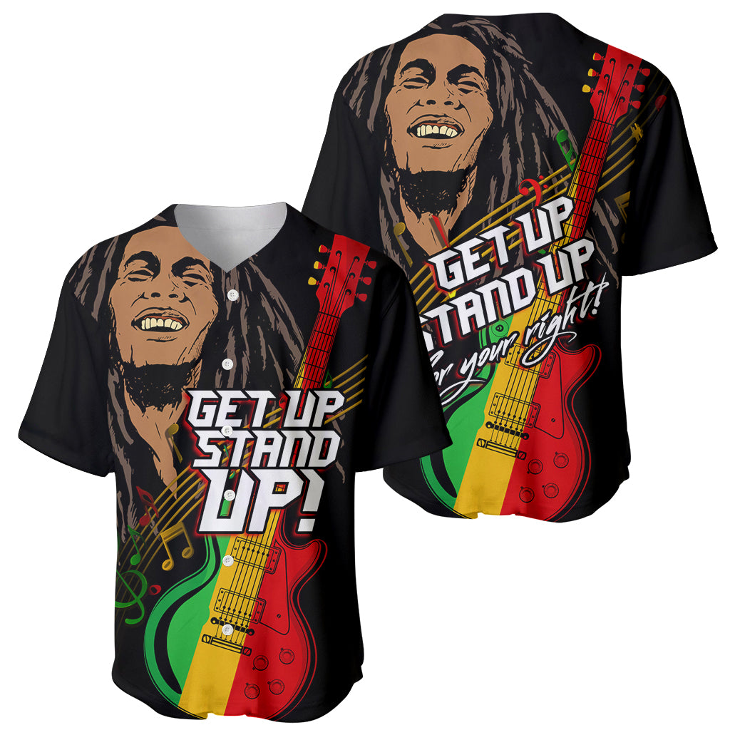 Legend Bob Get Up Stand Up Baseball Jersey Reggae Multicolored LT9 - Wonder Print Shop