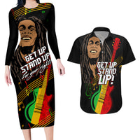 Legend Bob Get Up Stand Up Couples Matching Long Sleeve Bodycon Dress and Hawaiian Shirt Reggae Multicolored LT9 - Wonder Print Shop