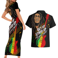 Legend Bob Get Up Stand Up Couples Matching Short Sleeve Bodycon Dress and Hawaiian Shirt Reggae Multicolored LT9 - Wonder Print Shop