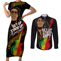 Legend Bob Get Up Stand Up Couples Matching Short Sleeve Bodycon Dress and Long Sleeve Button Shirt Reggae Multicolored LT9 - Wonder Print Shop
