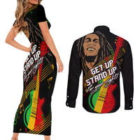 Legend Bob Get Up Stand Up Couples Matching Short Sleeve Bodycon Dress and Long Sleeve Button Shirt Reggae Multicolored LT9 - Wonder Print Shop