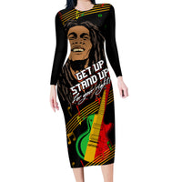 Legend Bob Get Up Stand Up Family Matching Long Sleeve Bodycon Dress and Hawaiian Shirt Reggae Multicolored LT9 - Wonder Print Shop