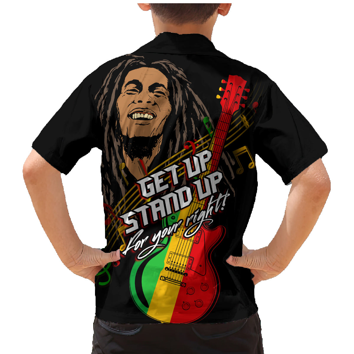 Legend Bob Get Up Stand Up Family Matching Mermaid Dress and Hawaiian Shirt Reggae Multicolored LT9 - Wonder Print Shop