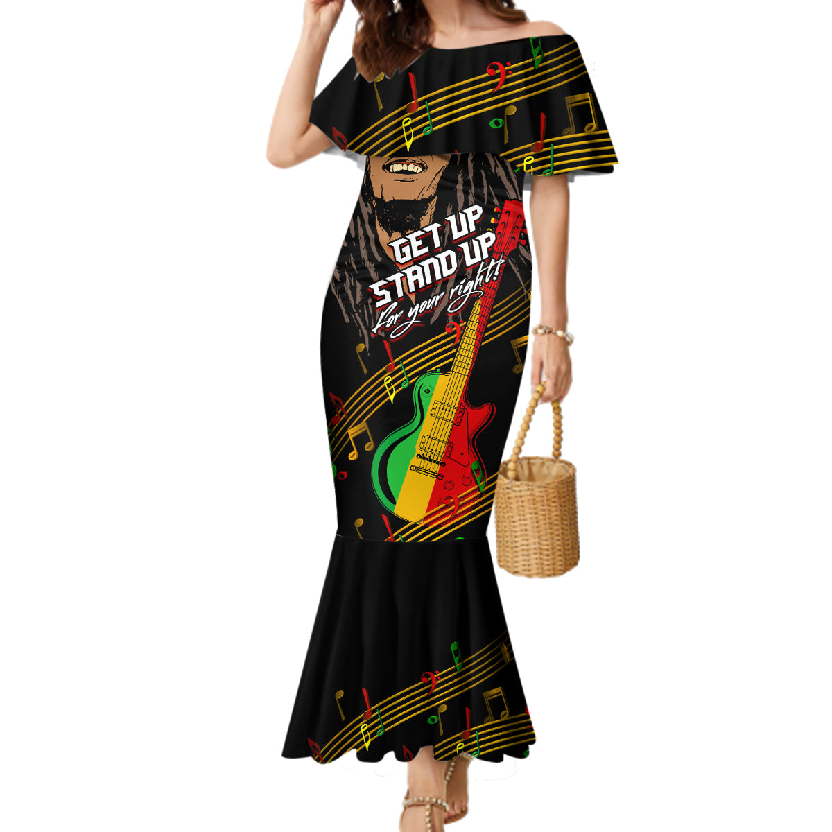 Legend Bob Get Up Stand Up Family Matching Mermaid Dress and Hawaiian Shirt Reggae Multicolored LT9 - Wonder Print Shop