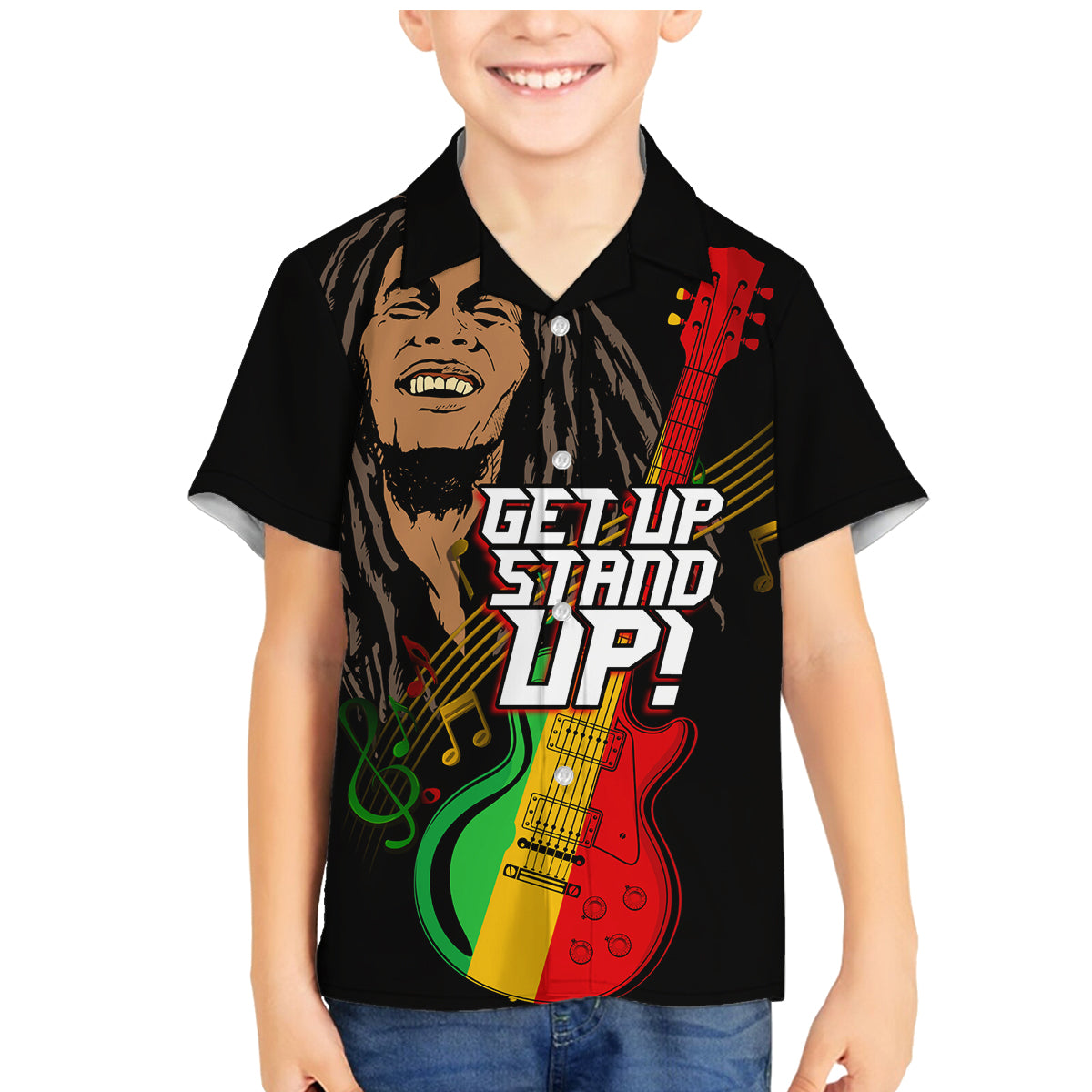 Legend Bob Get Up Stand Up Family Matching Mermaid Dress and Hawaiian Shirt Reggae Multicolored LT9 - Wonder Print Shop