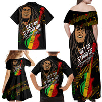 Legend Bob Get Up Stand Up Family Matching Off Shoulder Maxi Dress and Hawaiian Shirt Reggae Multicolored LT9 - Wonder Print Shop