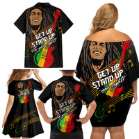 Legend Bob Get Up Stand Up Family Matching Off Shoulder Short Dress and Hawaiian Shirt Reggae Multicolored LT9 - Wonder Print Shop