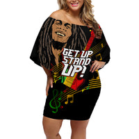 Legend Bob Get Up Stand Up Family Matching Off Shoulder Short Dress and Hawaiian Shirt Reggae Multicolored LT9 - Wonder Print Shop