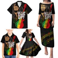 Legend Bob Get Up Stand Up Family Matching Puletasi and Hawaiian Shirt Reggae Multicolored - Wonder Print Shop