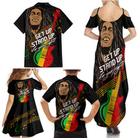Legend Bob Get Up Stand Up Family Matching Summer Maxi Dress and Hawaiian Shirt Reggae Multicolored - Wonder Print Shop